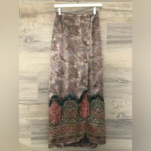 Gossamer Wings Vintage Western Marbled Patterned Button Maxi Skirt